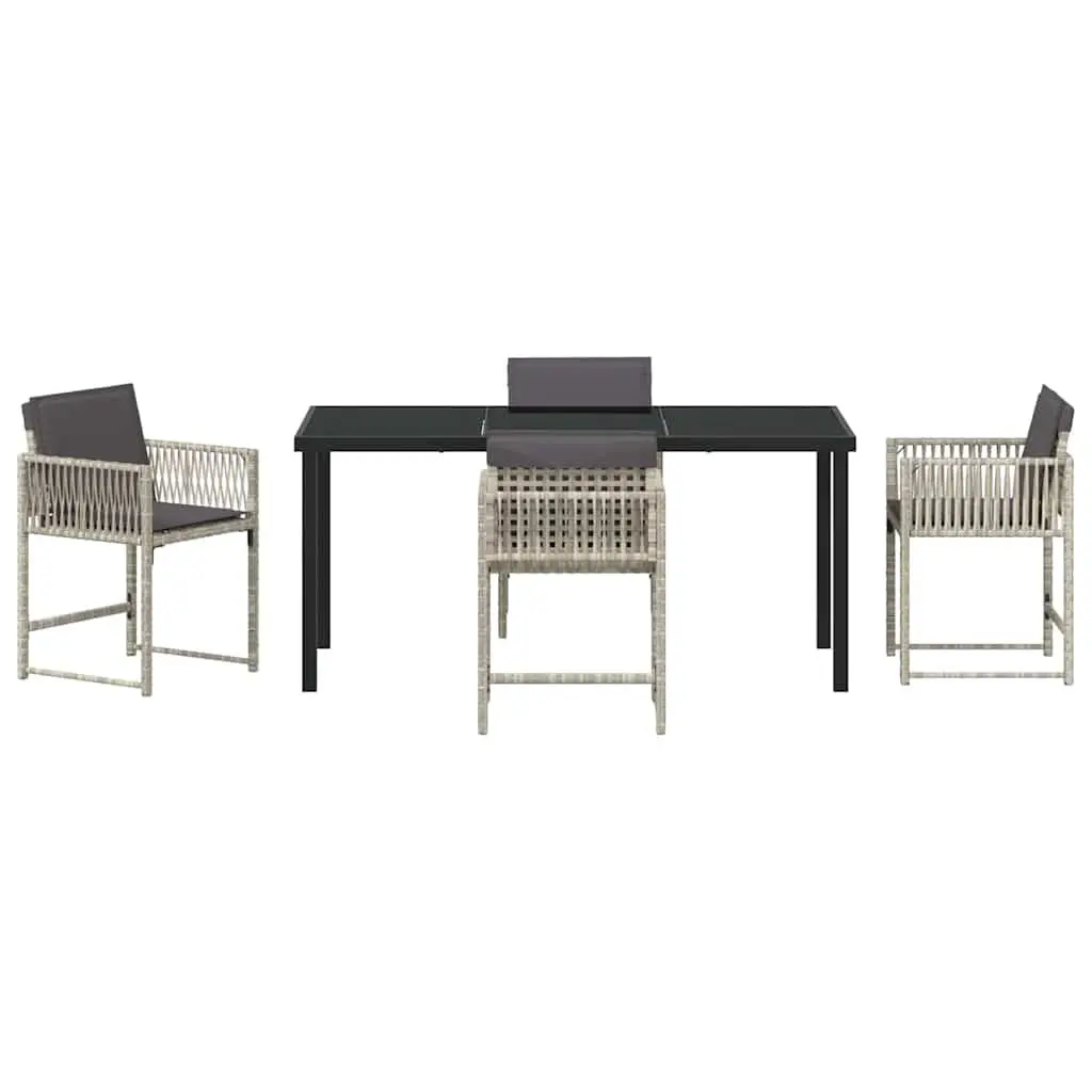 Garden Dining Set 5 Pieces Light Grey Outdoor Patio Furniture Poly Rattan