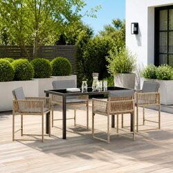 Garden Dining Set 5 Piece Outdoor Furniture Patio Table Chairs Beige