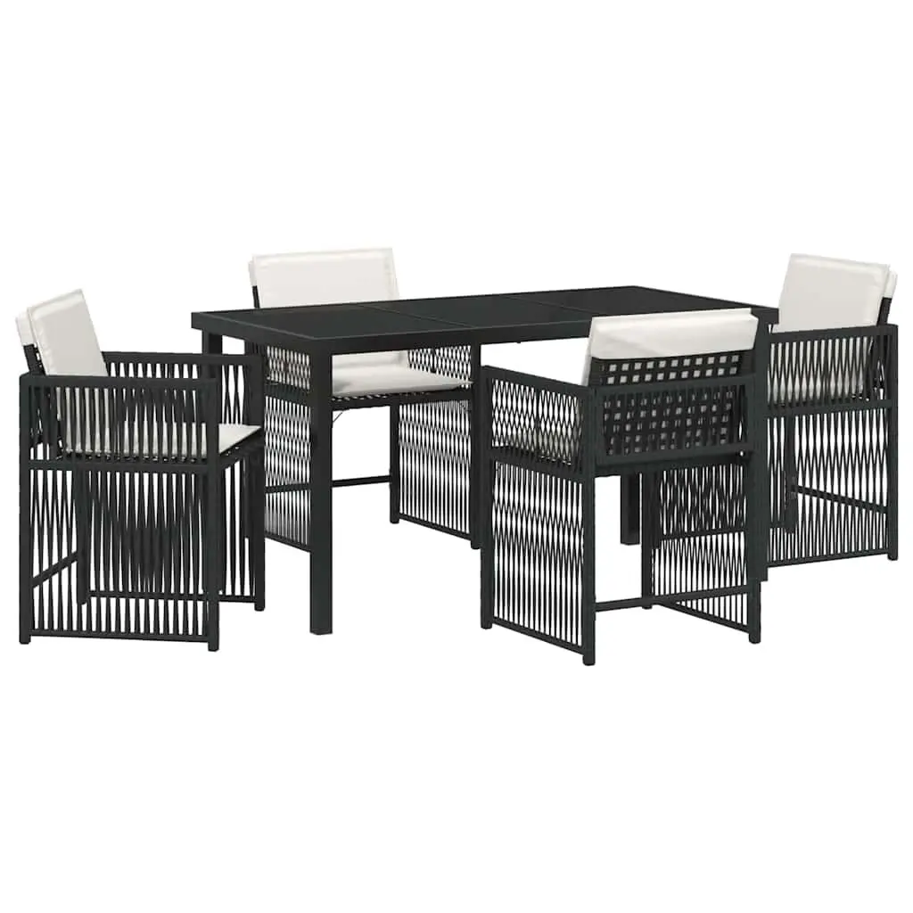 Garden Dining Set 5 Piece Black Outdoor Furniture Poly Rattan Table Chairs