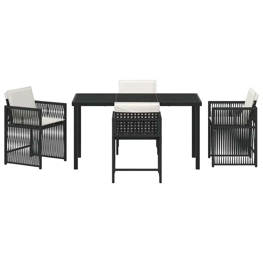 Garden Dining Set 5 Piece Black Outdoor Furniture Poly Rattan Table Chairs