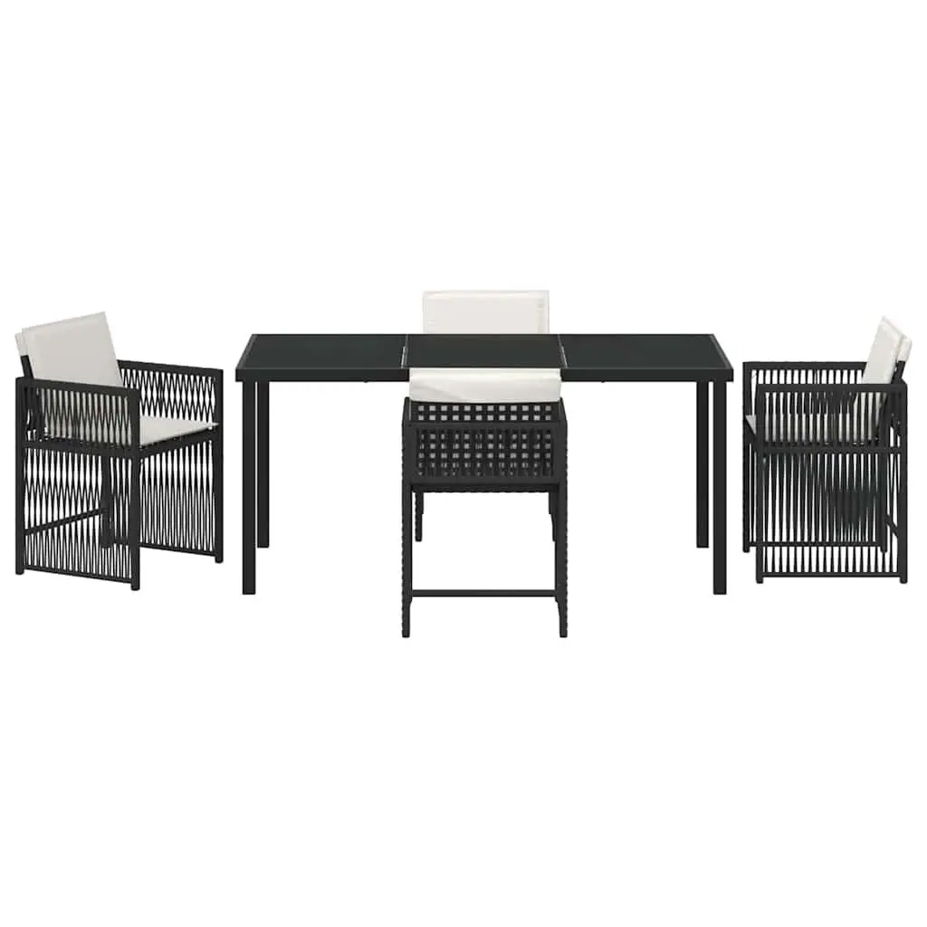 Garden Dining Set 5 Piece Outdoor Furniture Black Poly Rattan Patio Table Chairs