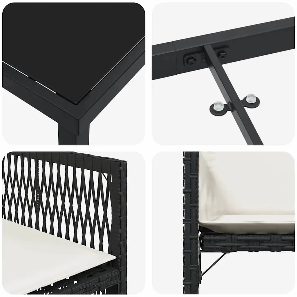 Garden Dining Set 5 Piece Outdoor Furniture Black Poly Rattan Patio Table Chairs