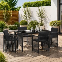 Sleek 5-Piece Outdoor Dining Set - Black and Modern