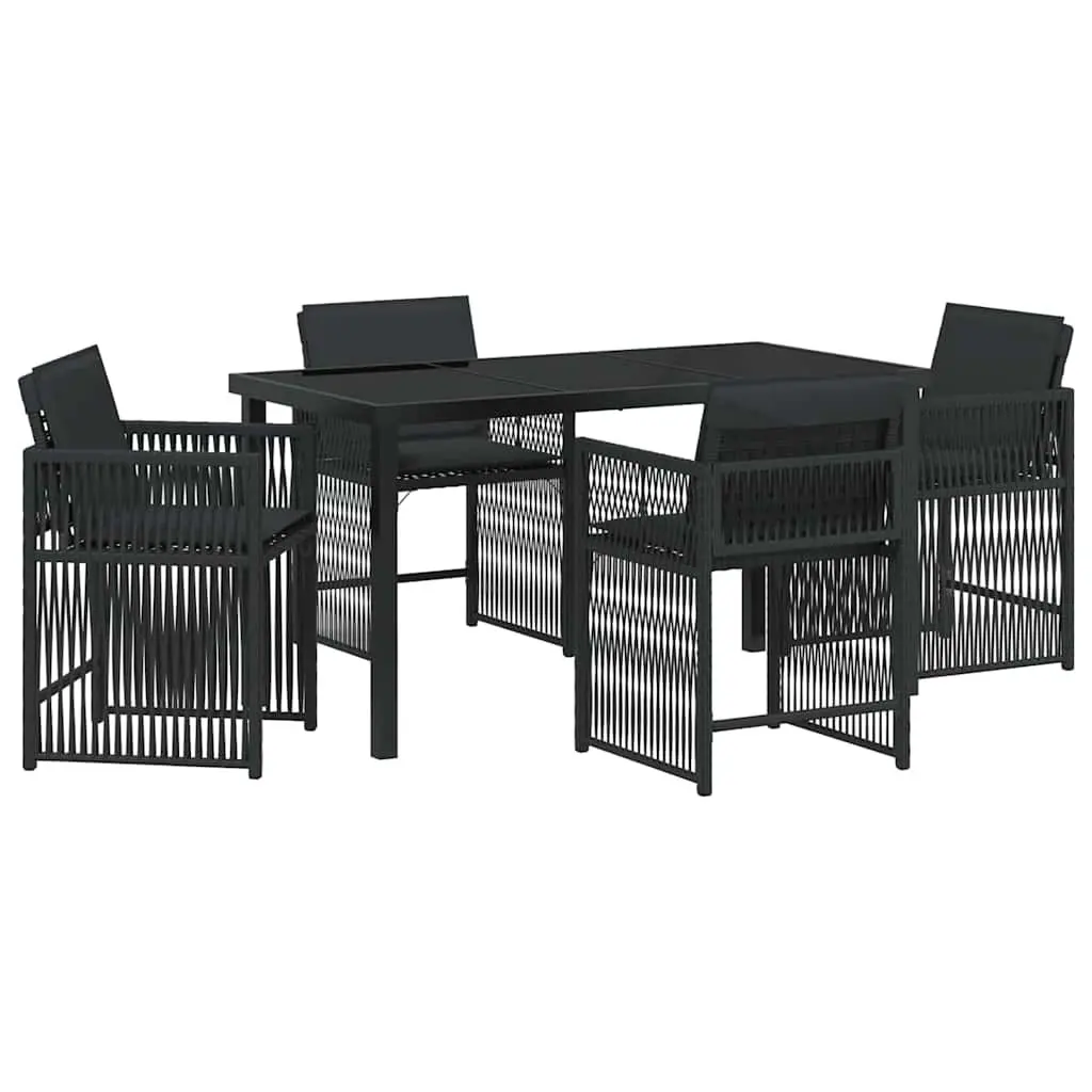 Garden Dining Set 5 Piece Black Outdoor Furniture Poly Rattan Table Chairs