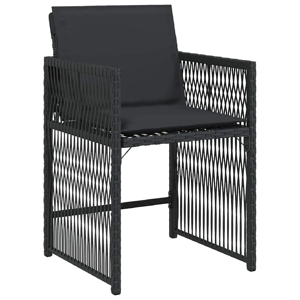 Garden Dining Set 5 Piece Black Outdoor Furniture Poly Rattan Table Chairs