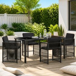 Concise 5-Piece Black Garden Dining Set for Outdoors