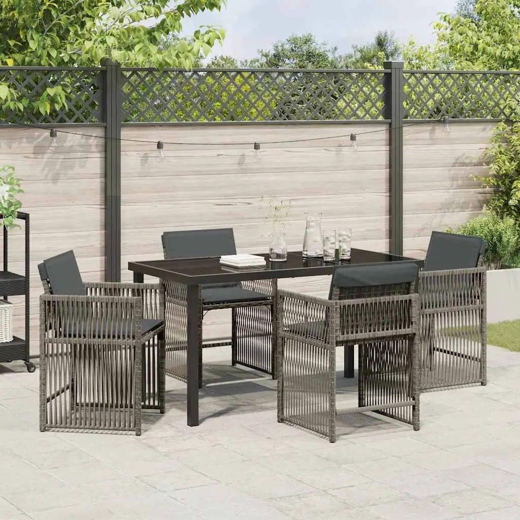 5-Piece Outdoor Dining Set with Grey Poly Rattan