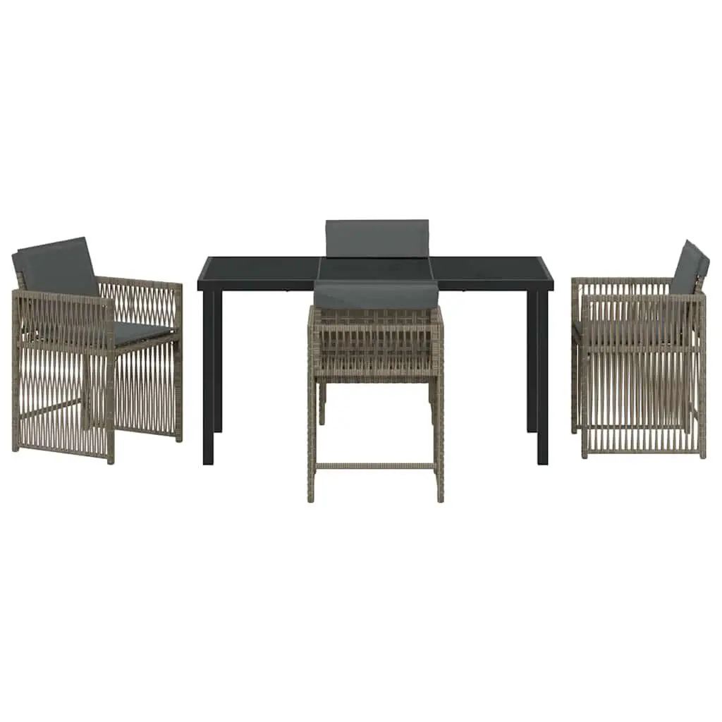 5-Piece Outdoor Dining Set with Grey Poly Rattan