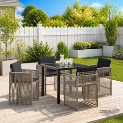 Garden Dining Set 5 Piece Light Grey Outdoor Furniture Patio Table Chairs