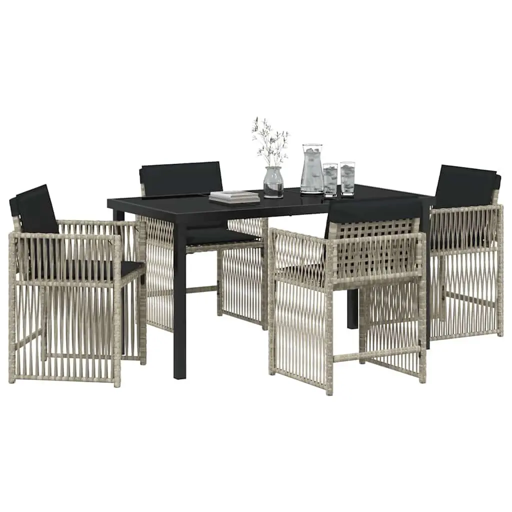 Garden Dining Set Light Grey 5 Piece Poly Rattan Outdoor Furniture Patio Table