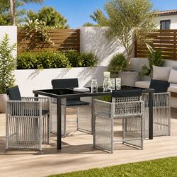 5-Piece Outdoor Dining Set in Light Grey, Concise Design