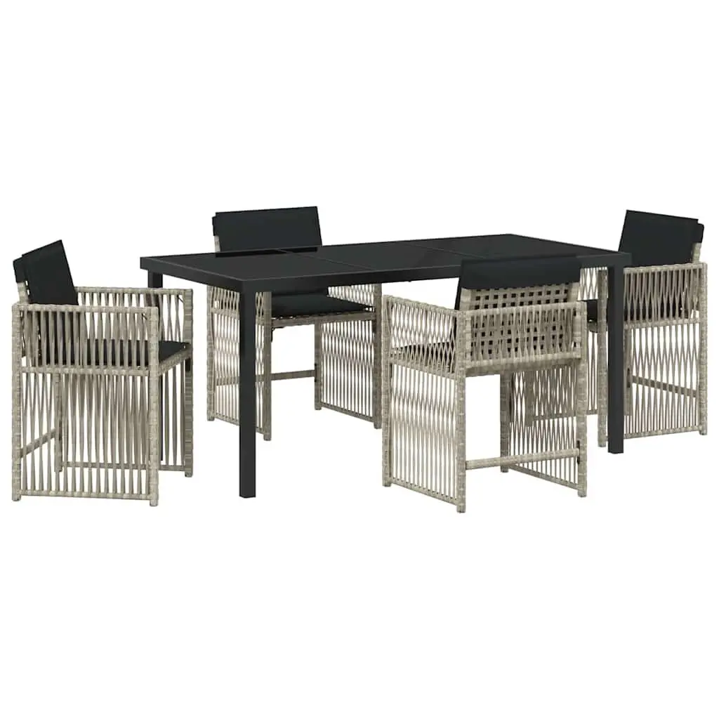 Garden Dining Set 5 Piece Outdoor Furniture Light Grey Poly Rattan Chairs Table