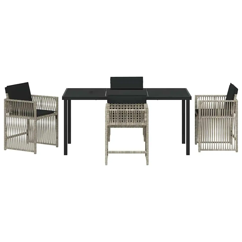 Garden Dining Set 5 Piece Outdoor Furniture Light Grey Poly Rattan Chairs Table
