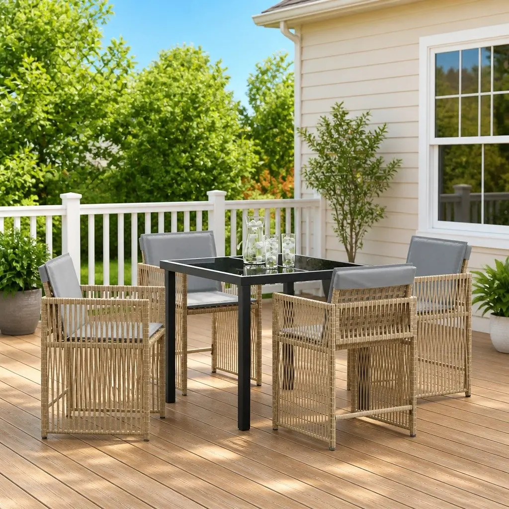 5-Piece Beige Garden Dining Set for Entertaining