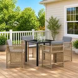 5-Piece Beige Garden Dining Set for Entertaining