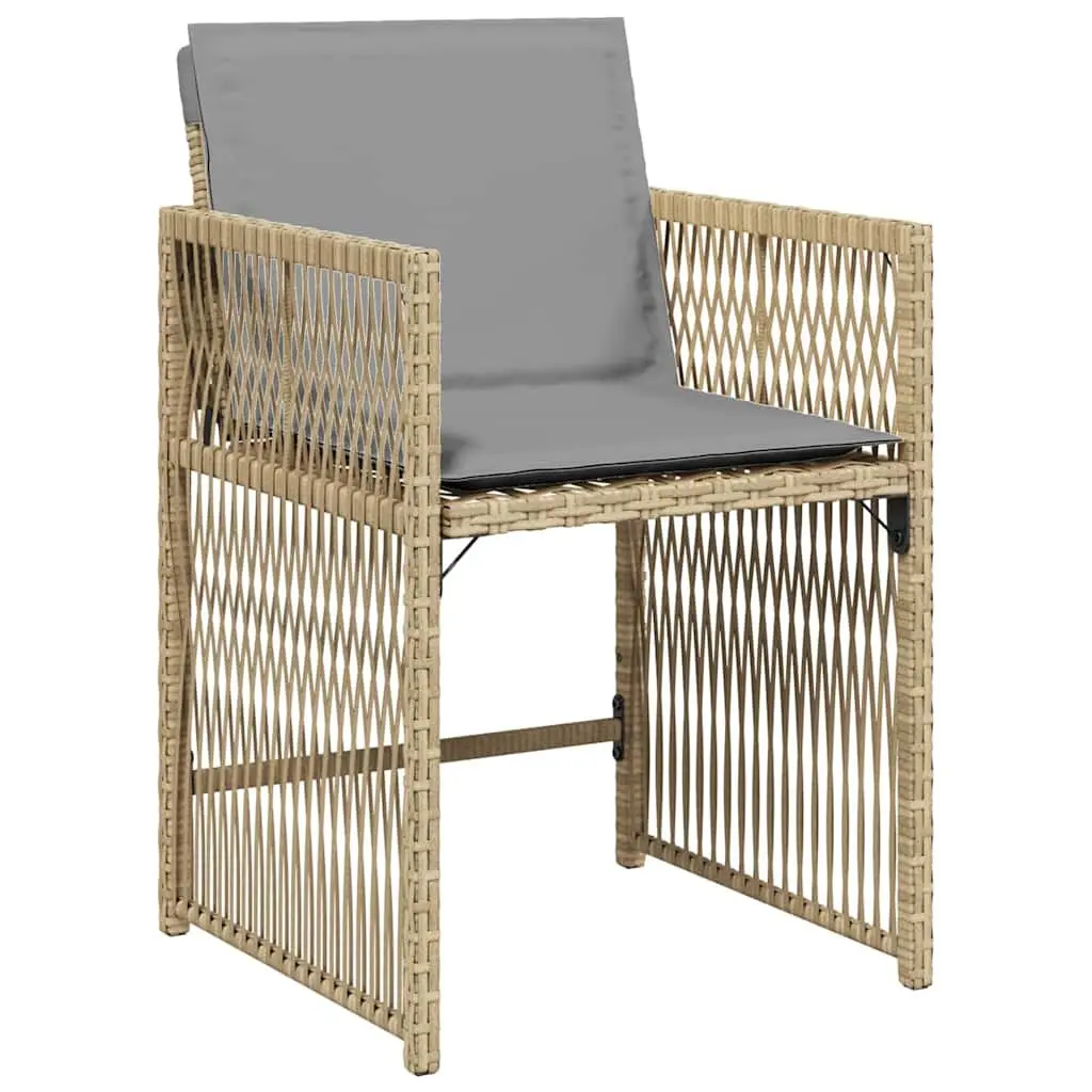 Garden Dining Set 5 Piece Outdoor Furniture Beige Poly Rattan Table Chairs