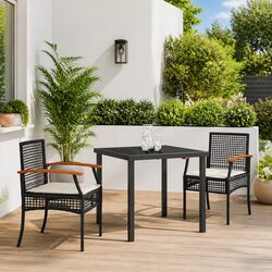 Compact and Stylish Black Rattan Dining Set