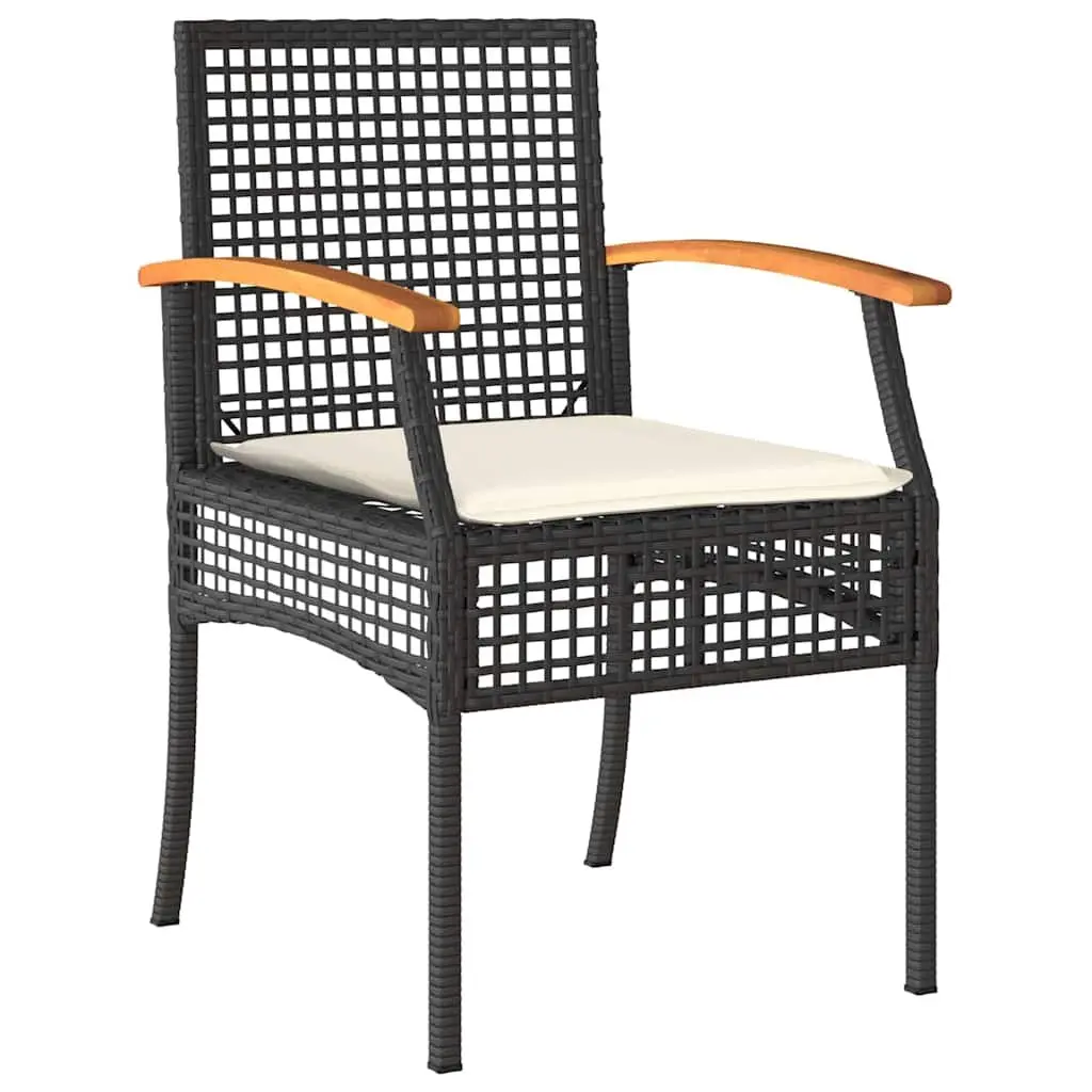 Garden Dining Set Black 3 Piece Outdoor Furniture Rattan Chairs Glass Table