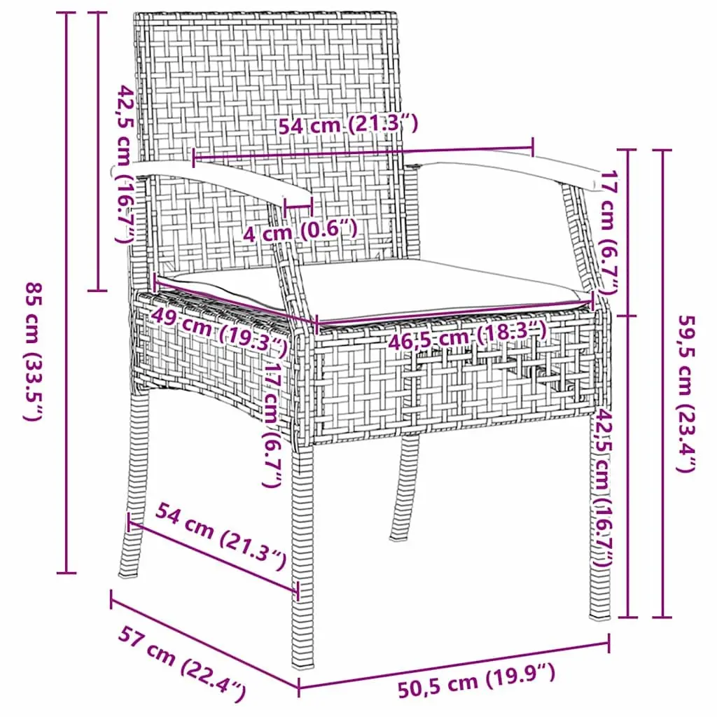 Garden Dining Set Black 3 Piece Outdoor Furniture Rattan Chairs Glass Table