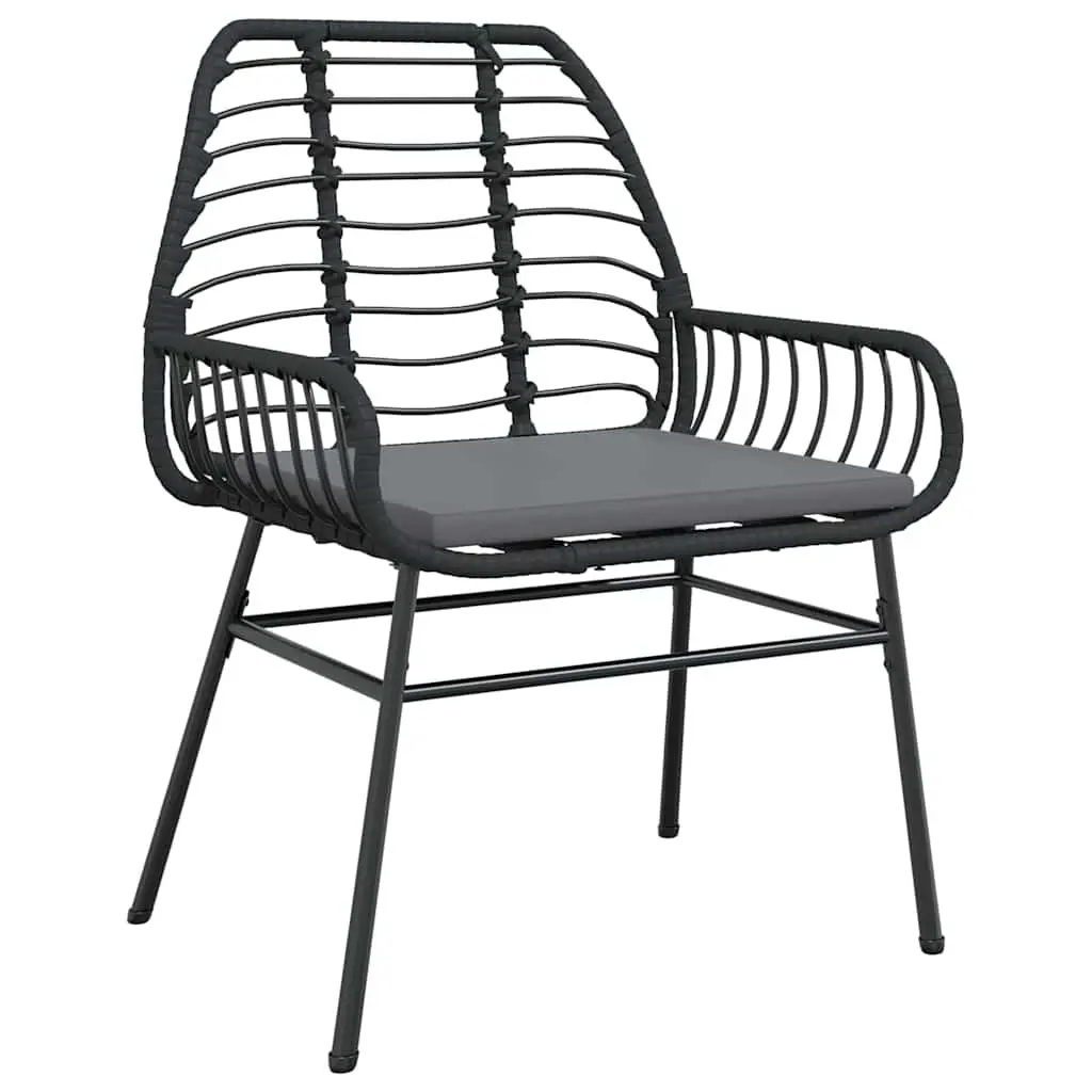 Garden Dining Set 5 Piece Outdoor Patio Black Poly Rattan Table Chairs Furniture