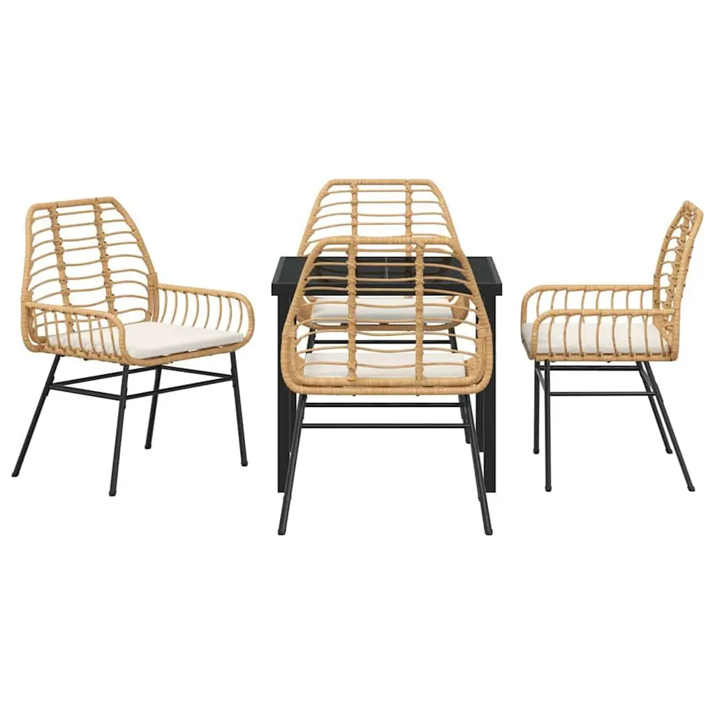 Garden Dining Set 5 Pieces Brown Outdoor Patio Furniture Poly Rattan Seating