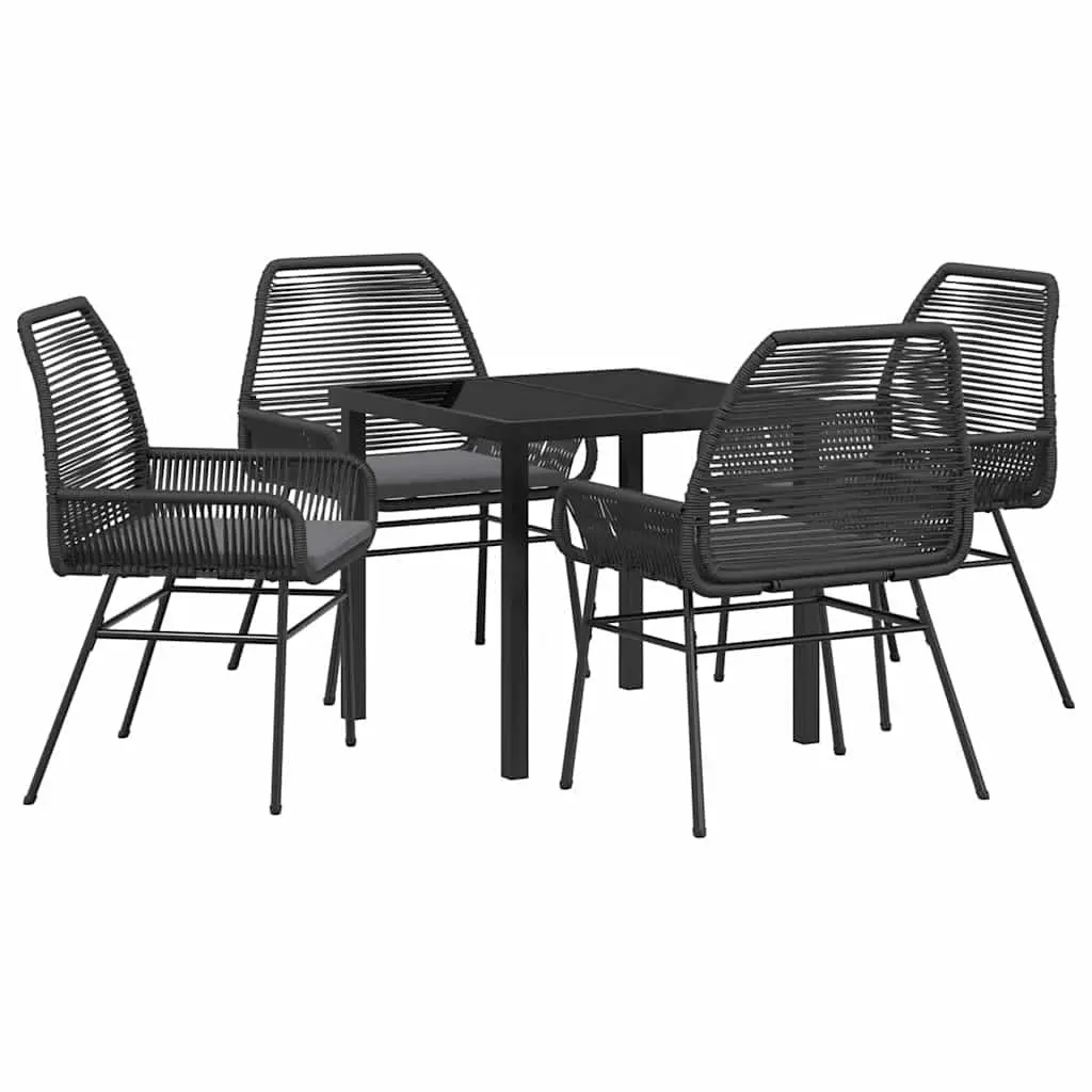 5-Piece Black Poly Rattan Outdoor Dining Set