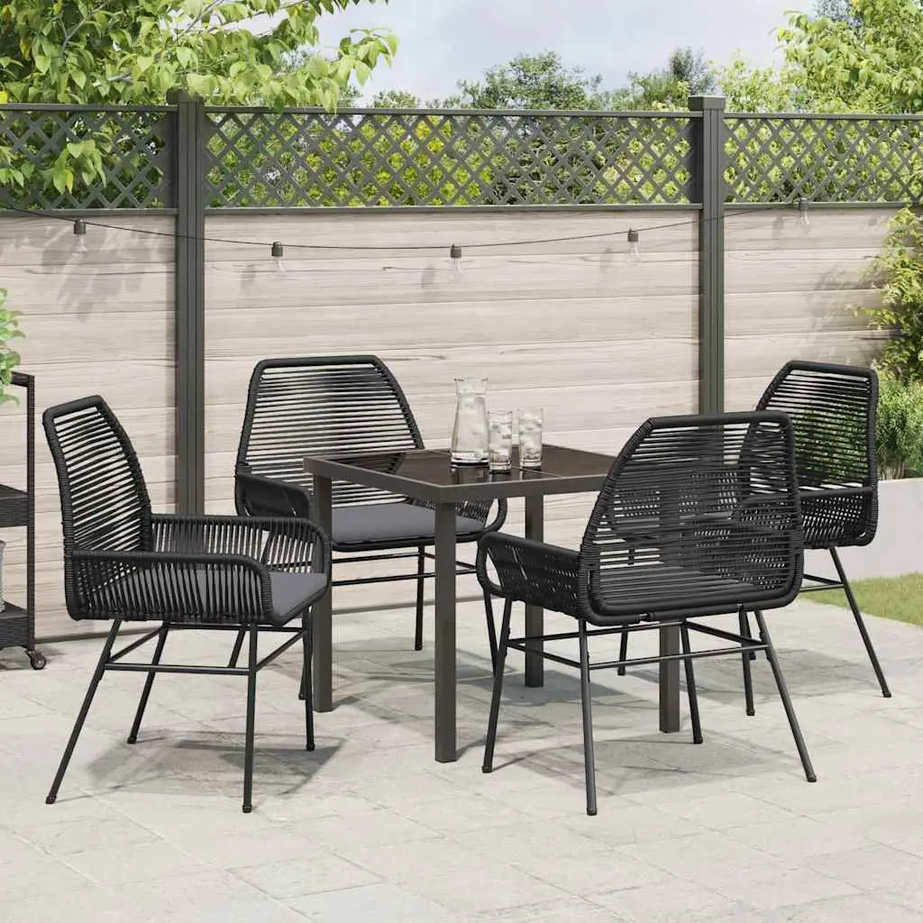 5-Piece Black Poly Rattan Outdoor Dining Set