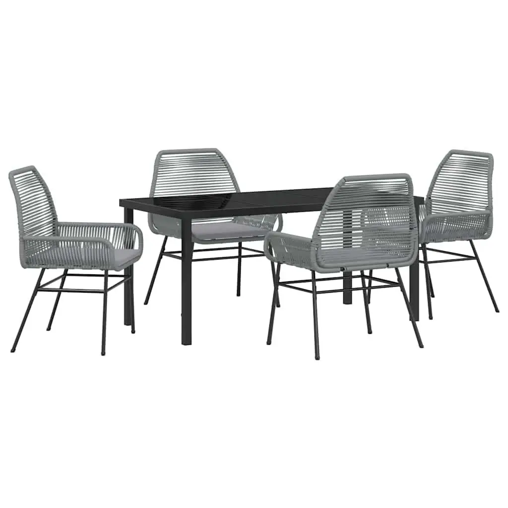 Garden Dining Set 5 Piece Grey Poly Rattan Outdoor Furniture with Cushions