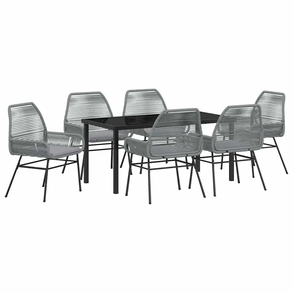 Garden Dining Set 7 Piece Outdoor Furniture Grey Poly Rattan Table Chairs