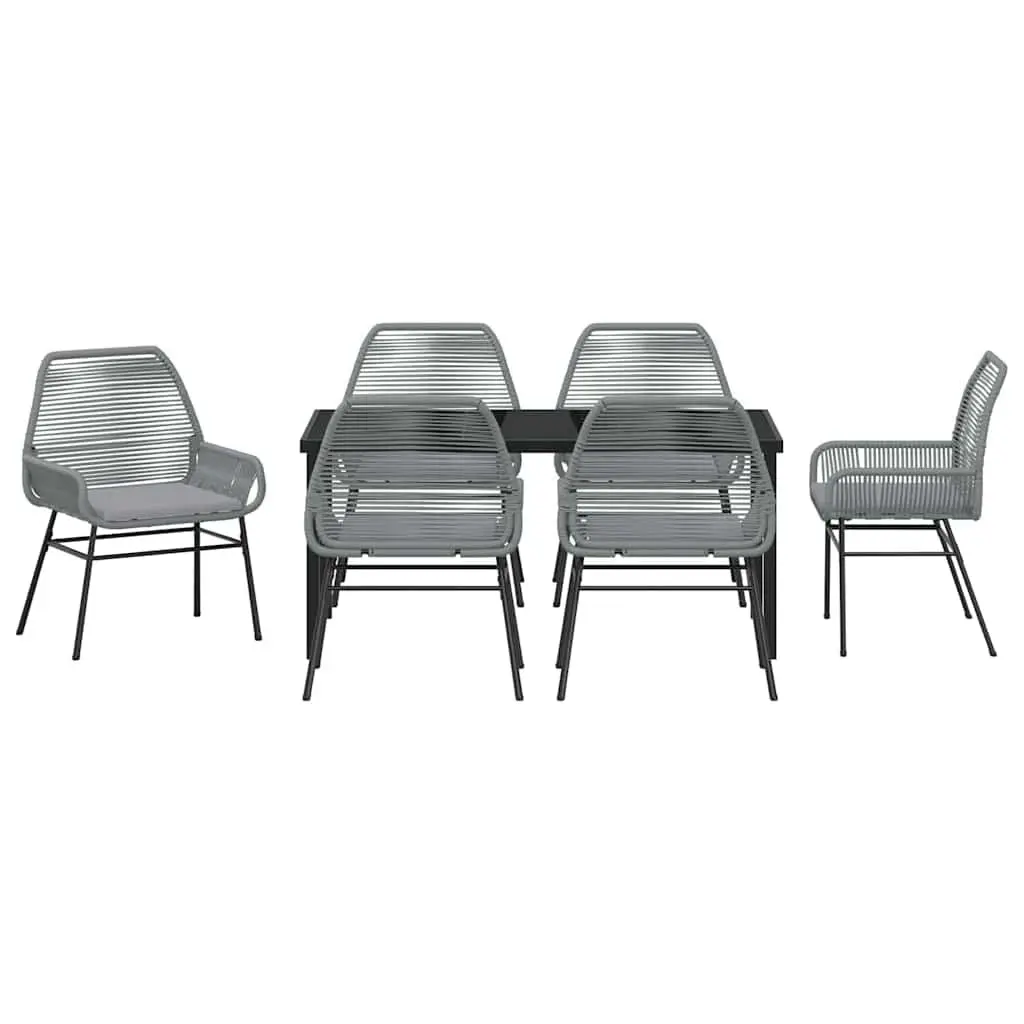 Garden Dining Set 7 Piece Outdoor Furniture Grey Poly Rattan Table Chairs