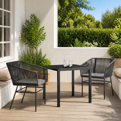 Minimalist Garden Dining Set with Tempered Glass Top