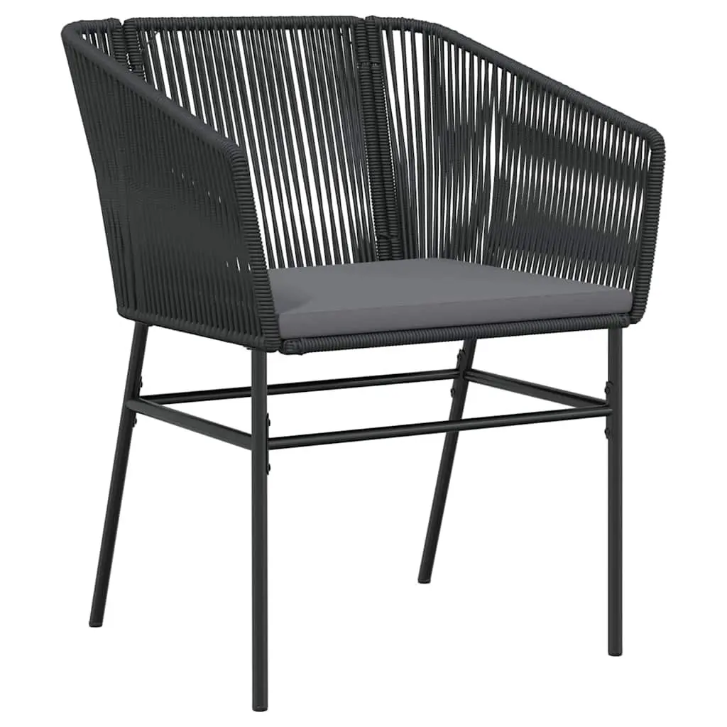 Garden Dining Set Black 3 Piece Outdoor Patio Furniture Steel Tempered Glass