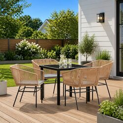 Concise 5-Piece Outdoor Dining Set with Comfort and Style