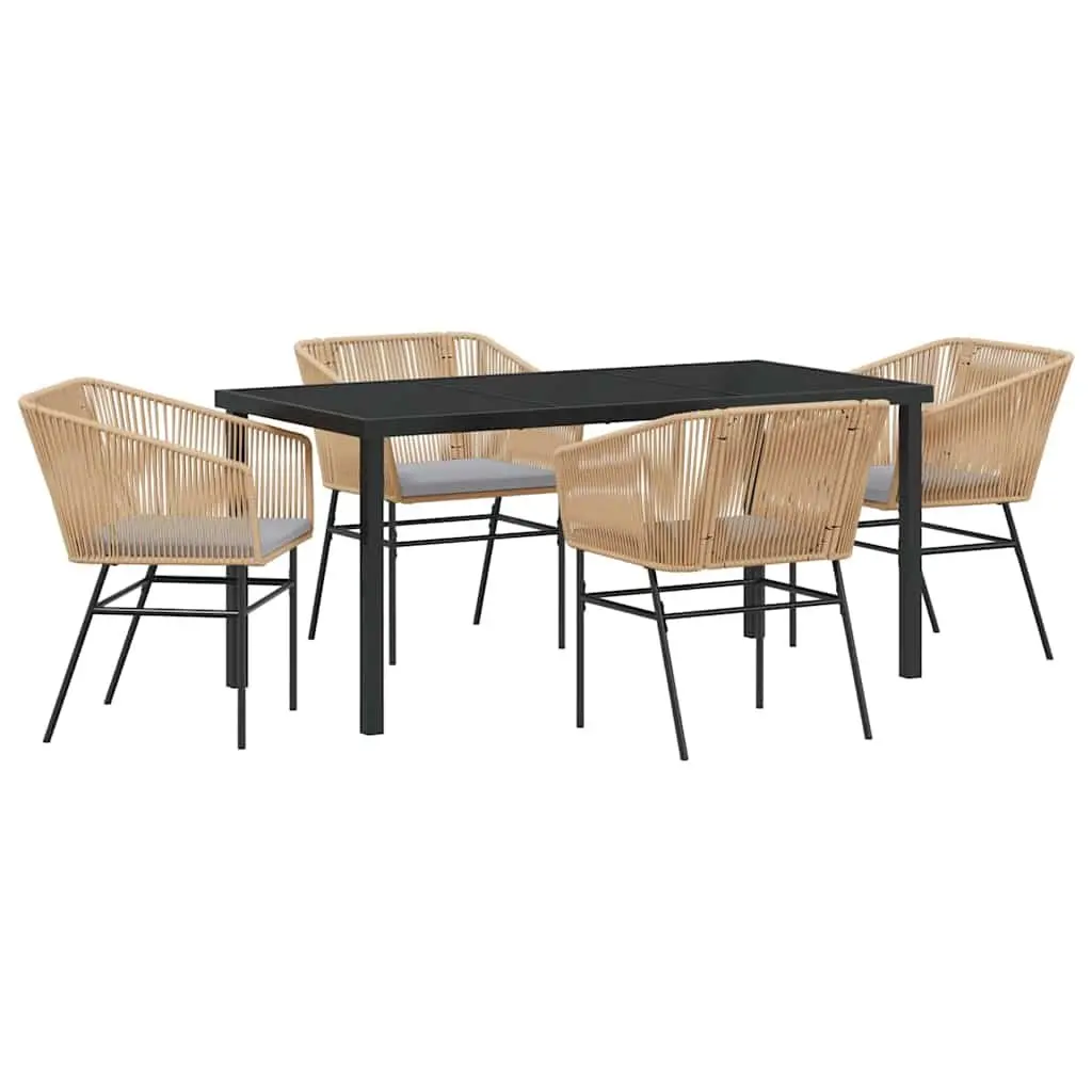 Garden Dining Set Brown 5 Piece Modern Minimalist Outdoor Patio Furniture with Cushions