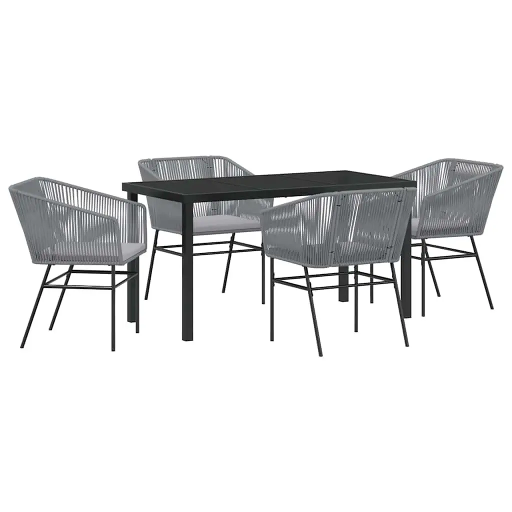 Garden Dining Set 5 Piece Outdoor Furniture Patio Table Chairs Grey Steel Glass