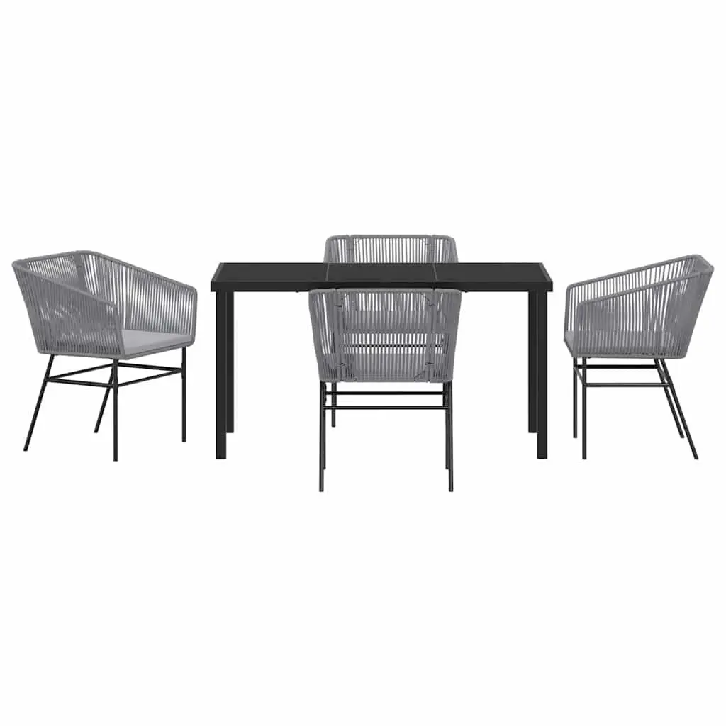 Garden Dining Set 5 Piece Outdoor Furniture Patio Table Chairs Grey Steel Glass