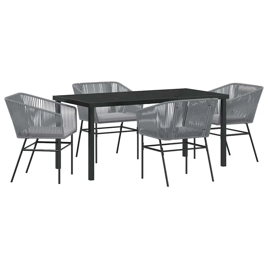 Garden Dining Set Outdoor Furniture 5 Pieces Grey Steel with Cushions Patio