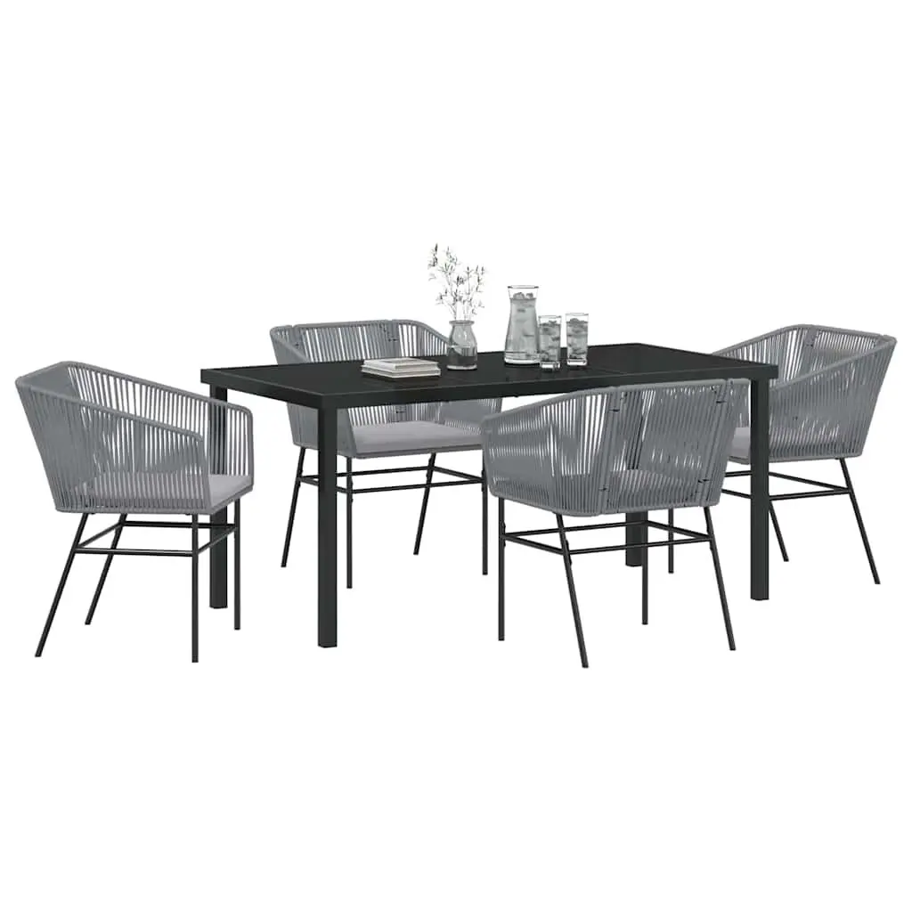 Garden Dining Set Outdoor Furniture 5 Pieces Grey Steel with Cushions Patio