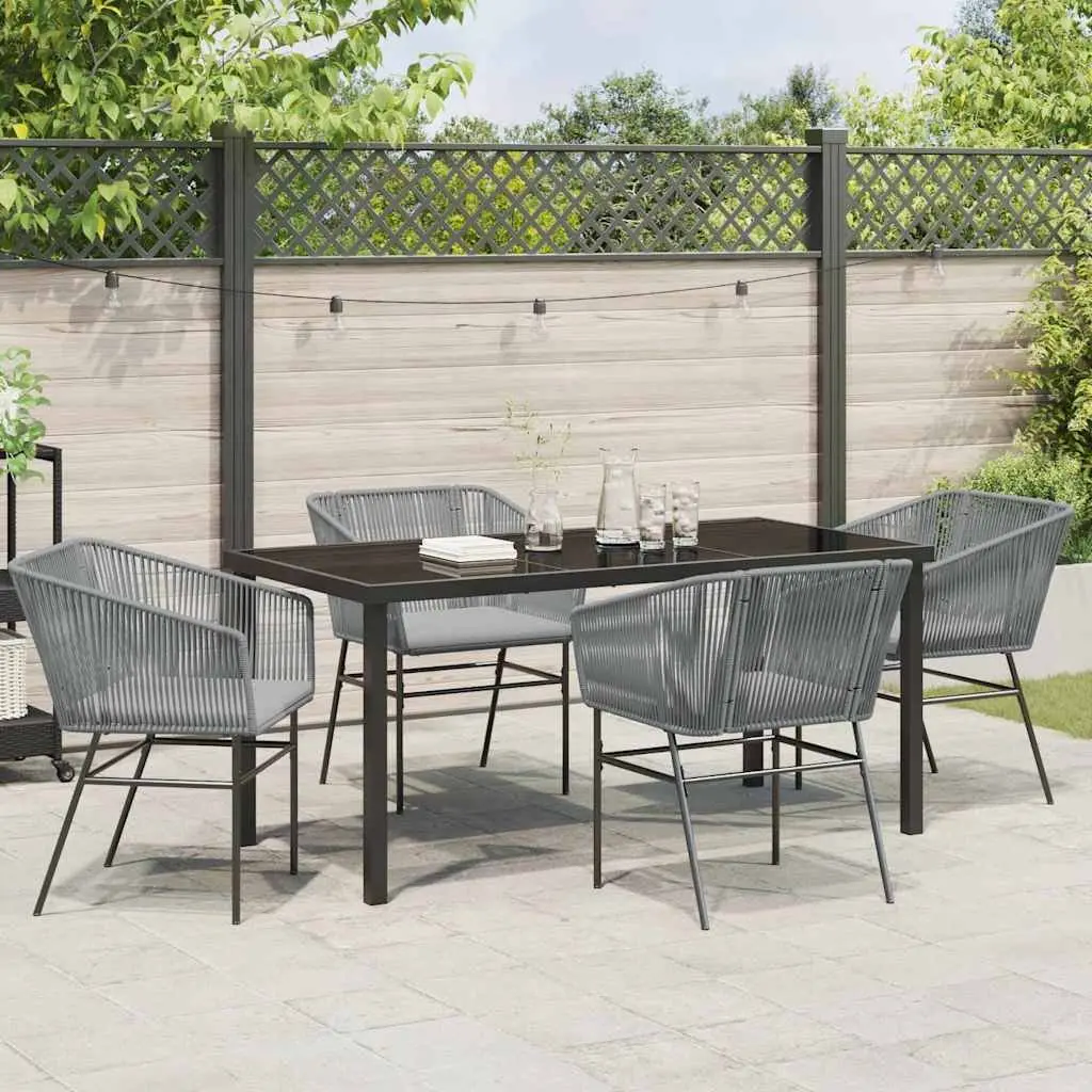 Garden Dining Set Outdoor Furniture 5 Pieces Grey Steel with Cushions Patio