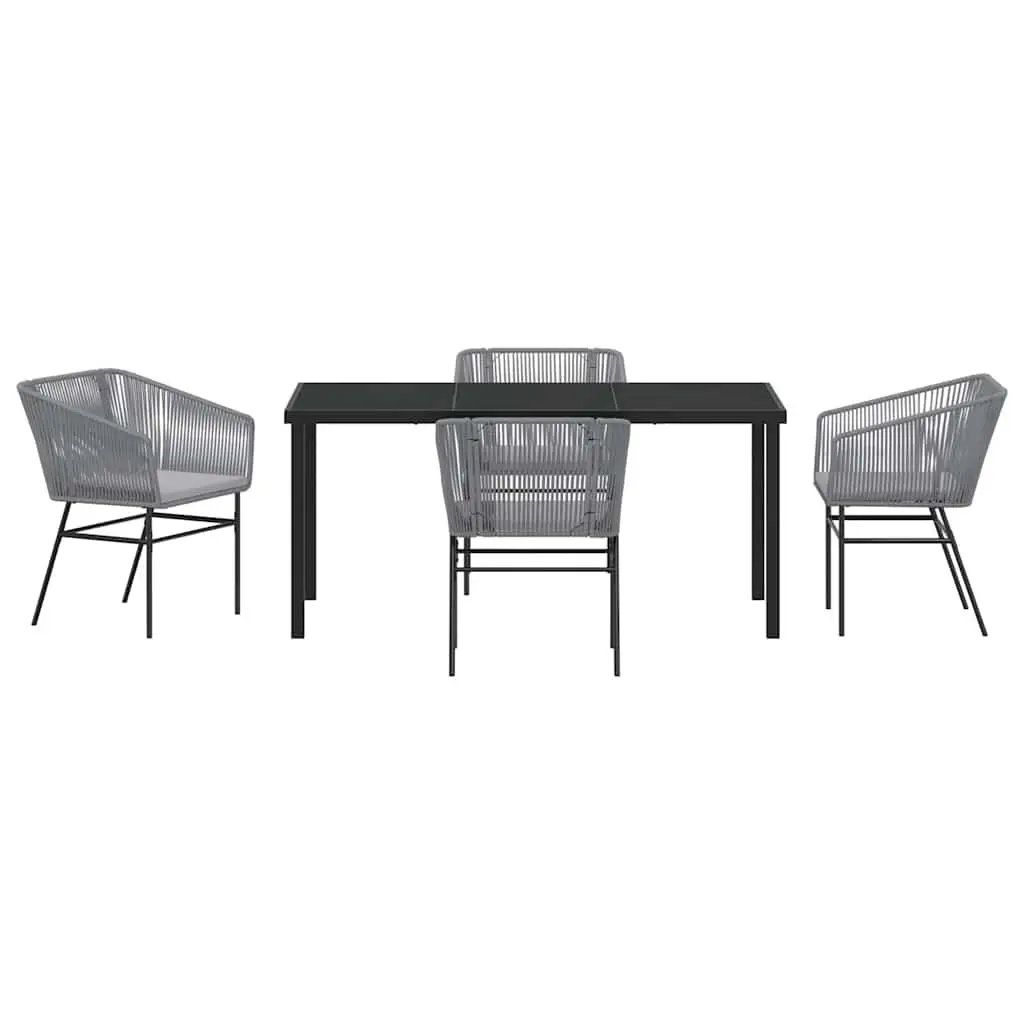 Garden Dining Set Outdoor Furniture 5 Pieces Grey Steel with Cushions Patio