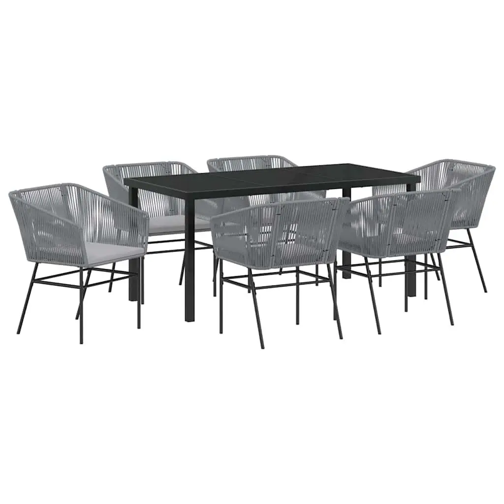 Garden Dining Set 7 Piece Outdoor Furniture Patio Table Chairs Grey Steel