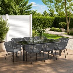 Concise Overview: Grey Steel 9-Piece Dining Set