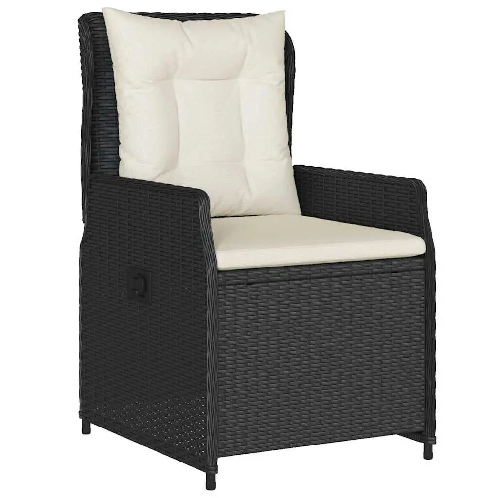 Garden Dining Set 5 Piece Outdoor Furniture Black Poly Rattan Table Chairs