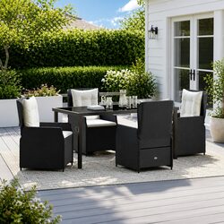 Concise 5-Piece Black Dining Set for Outdoor Use