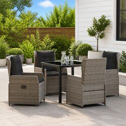 Sleek 5-Piece Grey Dining Set for Your Garden