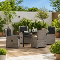 Concise 5 Piece Grey Garden Dining Set Overview