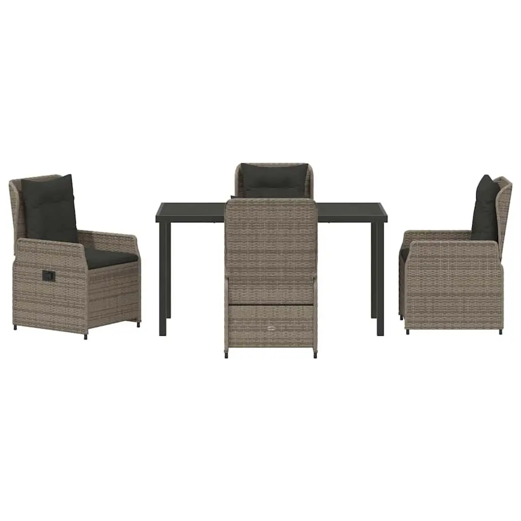 Garden Dining Set 5 Piece Grey Outdoor Furniture Poly Rattan Table Chairs