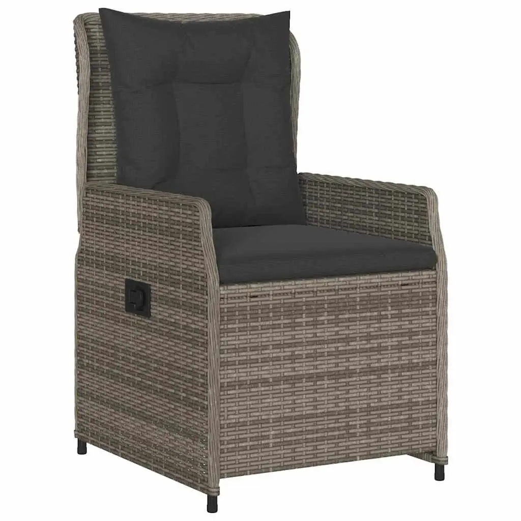 Garden Dining Set 5 Pieces Grey Poly Rattan Table Chairs Outdoor Furniture