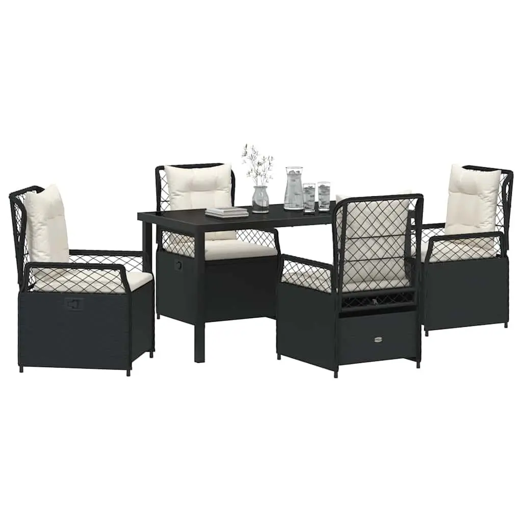 Garden Dining Set Black 5 Piece Outdoor Furniture Poly Rattan Table Chairs