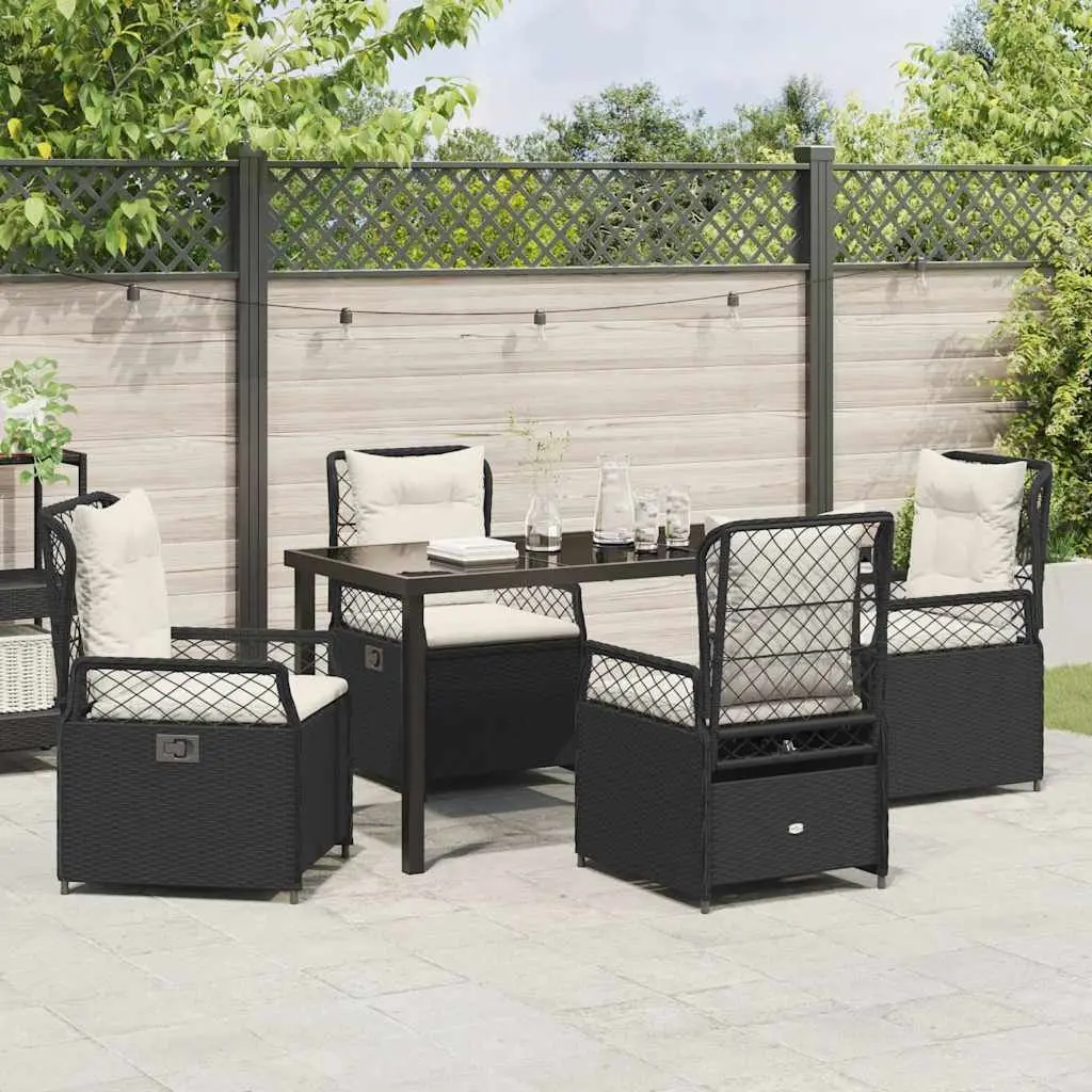 Garden Dining Set Black 5 Piece Outdoor Furniture Poly Rattan Table Chairs